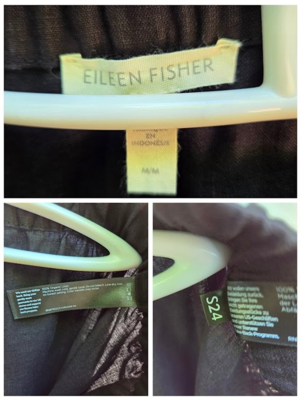 Eileen Fisher Organic Linen Wide Trouser Pant Black M - Picture 8 of 11